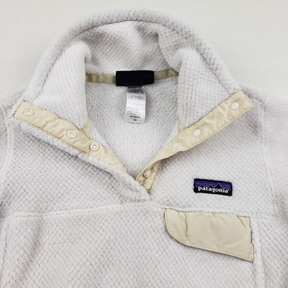 Patagonia Synchilla Snap T Fleece Pullover Womens XS White Outdoor Jacket FLAW - Picture 3 of 12